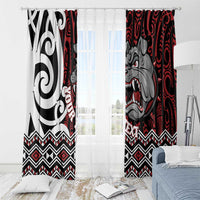 Personalised Aotearoa Bulldog Window Curtain New Zealand Maori Taniko Art