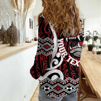 Personalised Aotearoa Bulldog Women Casual Shirt New Zealand Maori Taniko Art