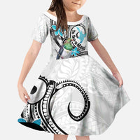 Aotearoa Te Ika-a-Maui Family Matching Mermaid Dress and Hawaiian Shirt South Island Kekeru Maori Koru LT14 Daughter's Dress White - Polynesian Pride