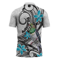 Aotearoa Te Ika-a-Maui Zipper Polo Shirt South Island Kekeru Maori Koru - Polynesian Pride