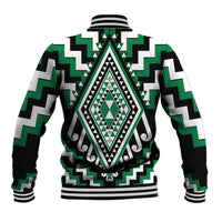 Green Aotearoa Taniko Poutama Patikitiki Baseball Jacket