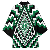 Green New Zealand Taniko Poutama Patikitiki Kimono - Polynesian Pride