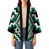 Green New Zealand Taniko Poutama Patikitiki Kimono - Polynesian Pride
