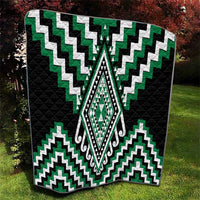 Green Aotearoa Taniko Poutama Patikitiki Quilt