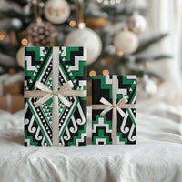 Green Aotearoa Taniko Poutama Patikitiki Wrapping Paper - Polynesian Pride