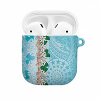 Cook Islands Tiare Maori With Conch Shell AirPods Case Pasifika Fest Polynesian Tattoo Turquoise