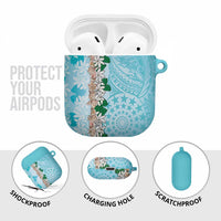Cook Islands Tiare Maori With Conch Shell AirPods Case Pasifika Fest Polynesian Tattoo Turquoise