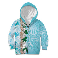 Cook Islands Tiare Maori With Conch Shell Kid Hoodie Pasifika Fest Polynesian Tattoo Turquoise
