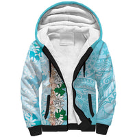 Cook Islands Tiare Maori With Conch Shell Sherpa Hoodie Pasifika Fest Polynesian Tattoo Turquoise