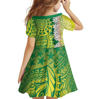 Cook Islands Tiare Maori With Conch Shell Family Matching Off Shoulder Maxi Dress and Hawaiian Shirt Pasifika Fest Polynesian Tattoo Green LT14 - Polynesian Pride