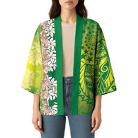 Cook Islands Tiare Maori With Conch Shell Kimono Pasifika Fest Polynesian Tattoo Green