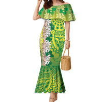 Cook Islands Tiare Maori With Conch Shell Mermaid Dress Pasifika Fest Polynesian Tattoo Green
