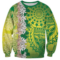 Cook Islands Tiare Maori With Conch Shell Sweatshirt Pasifika Fest Polynesian Tattoo Green