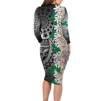 Cook Islands Tiare Maori With Conch Shell Family Matching Long Sleeve Bodycon Dress and Hawaiian Shirt Pasifika Fest Polynesian Tattoo Black LT14 - Polynesian Pride