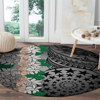 Cook Islands Tiare Maori With Conch Shell Round Carpet Pasifika Fest Polynesian Tattoo Black