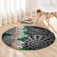 Cook Islands Tiare Maori With Conch Shell Round Carpet Pasifika Fest Polynesian Tattoo Black