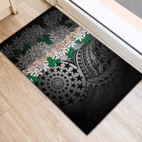 Cook Islands Tiare Maori With Conch Shell Rubber Doormat Pasifika Fest Polynesian Tattoo Black