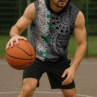 Cook Islands Tiare Maori With Conch Shell Sleeveless Hoodie Pasifika Fest Polynesian Tattoo Black