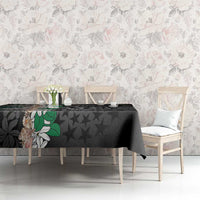 Cook Islands Tiare Maori With Conch Shell Tablecloth Pasifika Fest Polynesian Tattoo Black