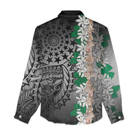 Cook Islands Tiare Maori With Conch Shell Women Casual Shirt Pasifika Fest Polynesian Tattoo Black