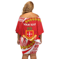 Personalised Kolisi Tonga College Atele Family Matching Off Shoulder Short Dress and Hawaiian Shirt Mate Maa Tonga 142 Years Anniversary