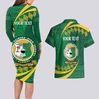 Personalised Tonga Liahona-Saineha High School Couples Matching Long Sleeve Bodycon Dress and Hawaiian Shirt Happy 76 Years Anniversary LT14 - Polynesian Pride