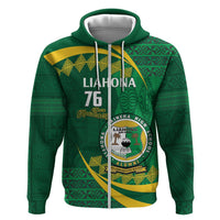Personalised Tonga Liahona-Saineha High School Zip Hoodie Happy 76 Years Anniversary LT14 Zip Hoodie Green - Polynesian Pride