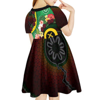 Long God Yumi Stanap Vanuatu Kid Short Sleeve Dress Tropical Flowers Aboriginal Pattern
