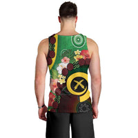 Long God Yumi Stanap Vanuatu Men Tank Top Tropical Flowers Aboriginal Pattern