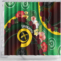 Long God Yumi Stanap Vanuatu Shower Curtain Tropical Flowers Aboriginal Pattern