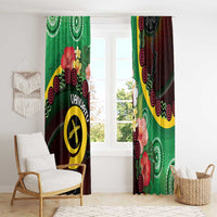 Long God Yumi Stanap Vanuatu Window Curtain Tropical Flowers Aboriginal Pattern