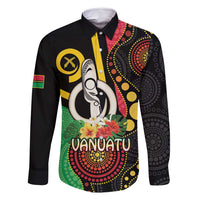 Tamtam Drum Vanuatu Family Matching Long Sleeve Bodycon Dress and Hawaiian Shirt Boar Tusk Aboriginal Flag Style