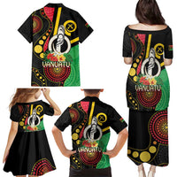 Tamtam Drum Vanuatu Family Matching Puletasi and Hawaiian Shirt Boar Tusk Aboriginal Flag Style