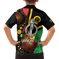 Tamtam Drum Vanuatu Family Matching Short Sleeve Bodycon Dress and Hawaiian Shirt Boar Tusk Aboriginal Flag Style