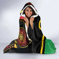 Tamtam Drum Vanuatu Hooded Blanket Boar Tusk Aboriginal Flag Style