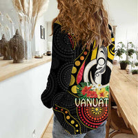 Tamtam Drum Vanuatu Women Casual Shirt Boar Tusk Aboriginal Flag Style