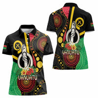 Tamtam Drum Vanuatu Women Polo Shirt Boar Tusk Aboriginal Flag Style