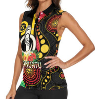 Tamtam Drum Vanuatu Women Sleeveless Polo Shirt Boar Tusk Aboriginal Flag Style