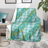 Hawaii Jade Vine Lei Blanket Aloha Palaka Motif - Turquoise - Polynesian Pride