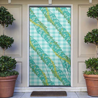 Hawaii Jade Vine Lei Door Cover Aloha Palaka Motif - Turquoise - Polynesian Pride