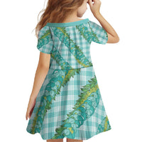 Hawaii Jade Vine Lei Family Matching Short Sleeve Bodycon Dress and Hawaiian Shirt Aloha Palaka Motif - Turquoise LT14 - Polynesian Pride