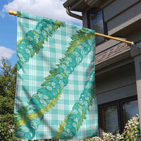 Hawaii Jade Vine Lei Garden Flag Aloha Palaka Motif - Turquoise - Polynesian Pride