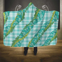 Hawaii Jade Vine Lei Hooded Blanket Aloha Palaka Motif - Turquoise - Polynesian Pride