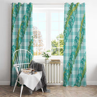 Hawaii Jade Vine Lei Window Curtain Aloha Palaka Motif - Turquoise - Polynesian Pride