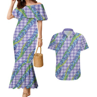 Hawaii Jade Vine Lei Couples Matching Mermaid Dress and Hawaiian Shirt Aloha Palaka Motif - Purple LT14 Purple - Polynesian Pride
