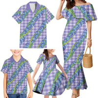 Hawaii Jade Vine Lei Family Matching Mermaid Dress and Hawaiian Shirt Aloha Palaka Motif - Purple LT14 - Polynesian Pride