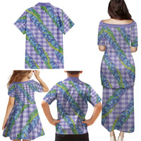 Hawaii Jade Vine Lei Family Matching Puletasi and Hawaiian Shirt Aloha Palaka Motif - Purple LT14 - Polynesian Pride