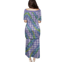 Hawaii Jade Vine Lei Family Matching Puletasi and Hawaiian Shirt Aloha Palaka Motif - Purple LT14 - Polynesian Pride