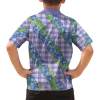 Hawaii Jade Vine Lei Family Matching Tank Maxi Dress and Hawaiian Shirt Aloha Palaka Motif - Purple - Polynesian Pride