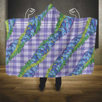 Hawaii Jade Vine Lei Hooded Blanket Aloha Palaka Motif - Purple - Polynesian Pride